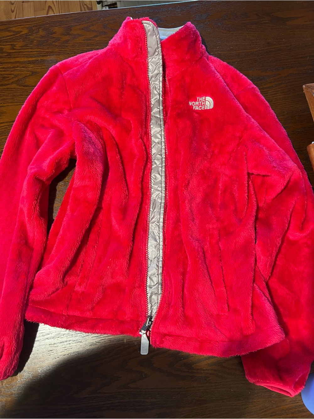The North Face Pink Fuzzy Full-Zip Jacket - Small petite
